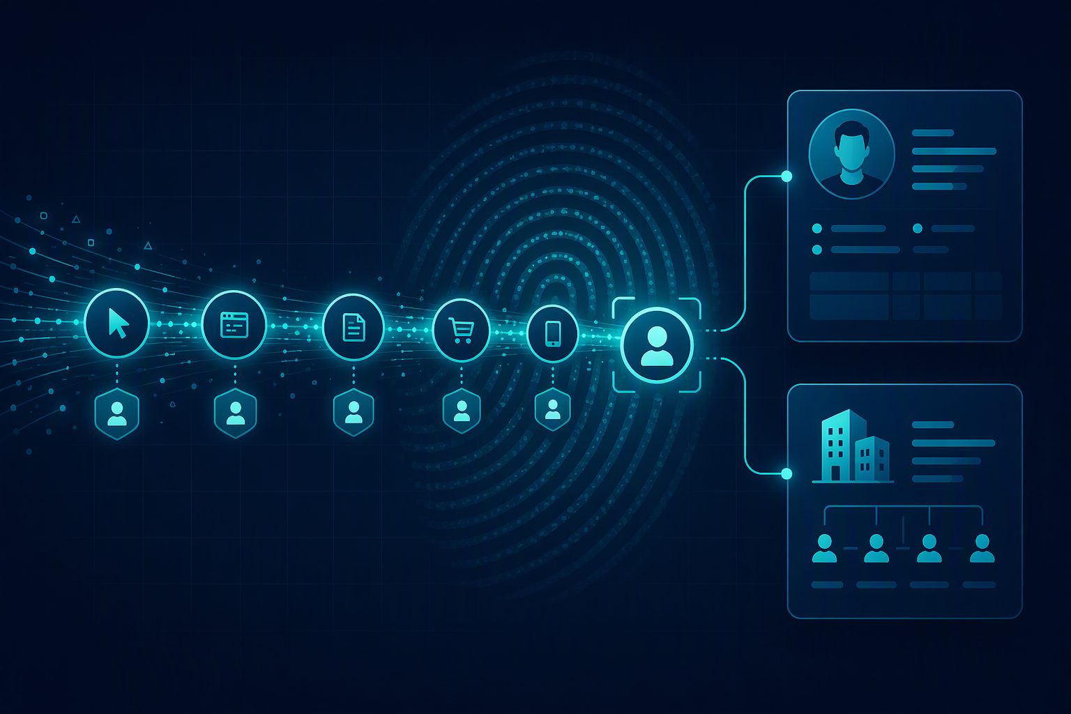 Illustration of telemetry events being bound to user and organization identities